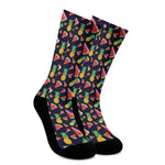 Watercolor Tropical Pattern Print Crew Socks