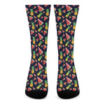 Watercolor Tropical Pattern Print Crew Socks