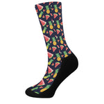 Watercolor Tropical Pattern Print Crew Socks