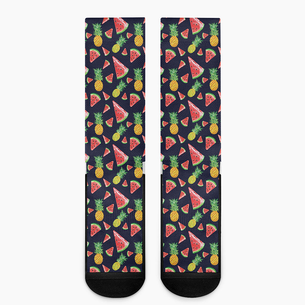 Watercolor Tropical Pattern Print Crew Socks