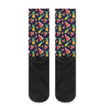 Watercolor Tropical Pattern Print Crew Socks