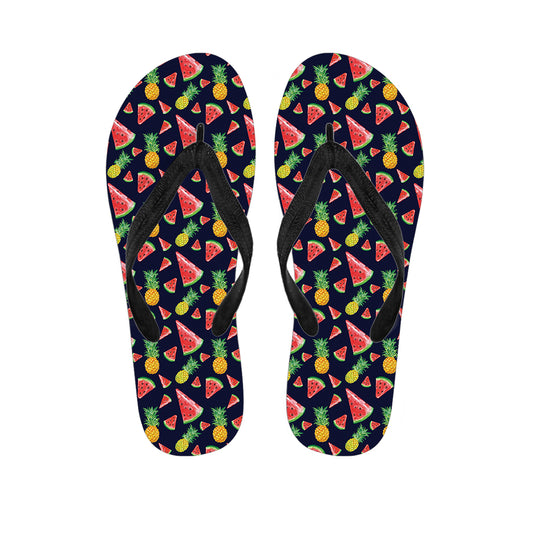 Watercolor Tropical Pattern Print Flip Flops