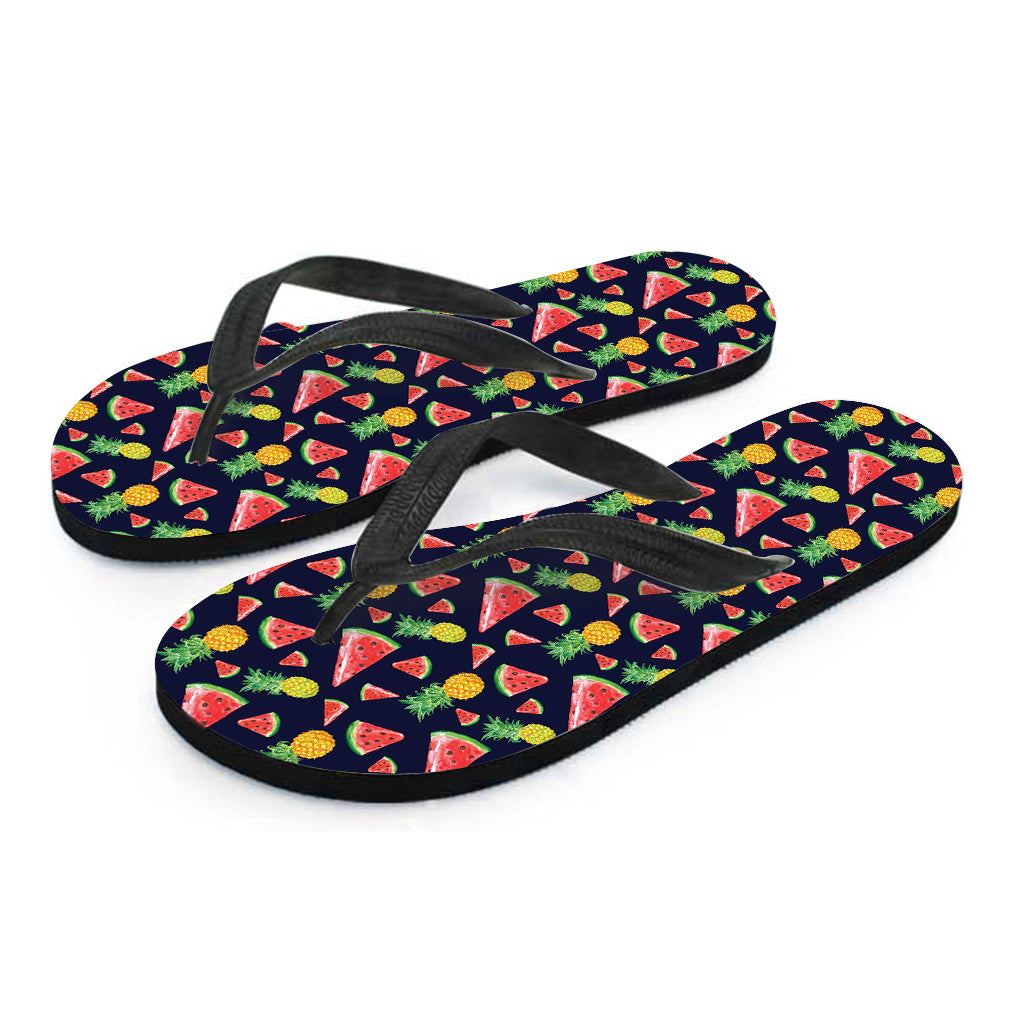 Watercolor Tropical Pattern Print Flip Flops