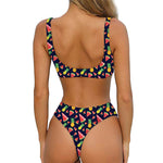 Watercolor Tropical Pattern Print Front Bow Tie Bikini