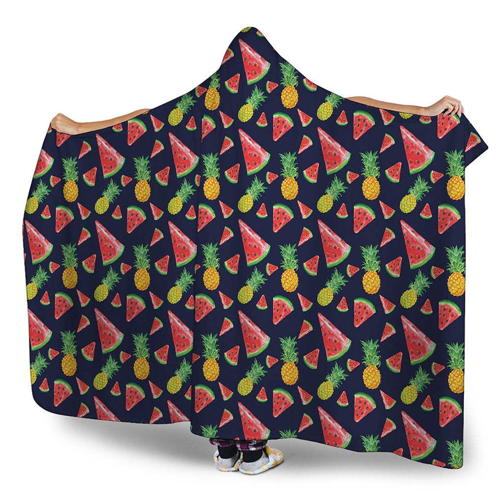 Watercolor Tropical Pattern Print Hooded Blanket