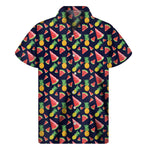 Watercolor Tropical Pattern Print Men's Short Sleeve Shirt