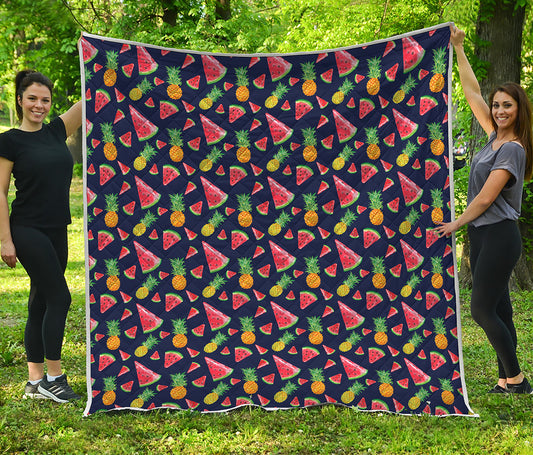 Watercolor Tropical Pattern Print Quilt