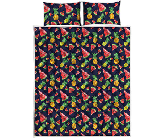 Watercolor Tropical Pattern Print Quilt Bed Set