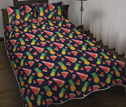 Watercolor Tropical Pattern Print Quilt Bed Set