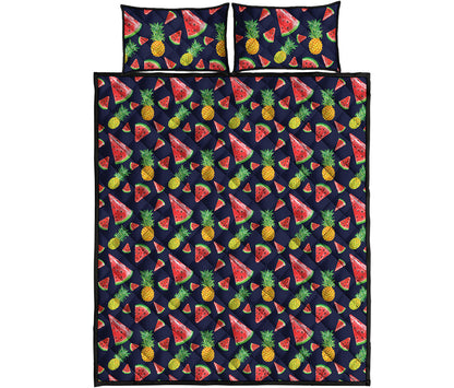 Watercolor Tropical Pattern Print Quilt Bed Set