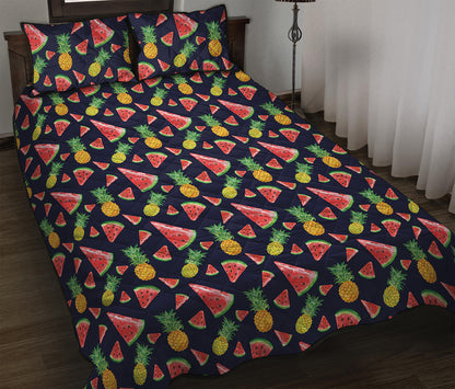 Watercolor Tropical Pattern Print Quilt Bed Set