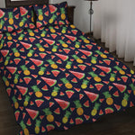 Watercolor Tropical Pattern Print Quilt Bed Set