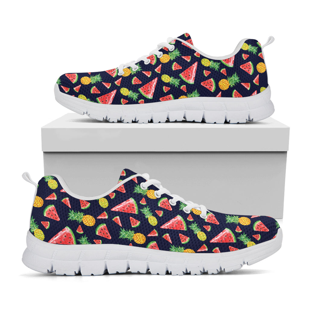 Watercolor Tropical Pattern Print White Sneakers