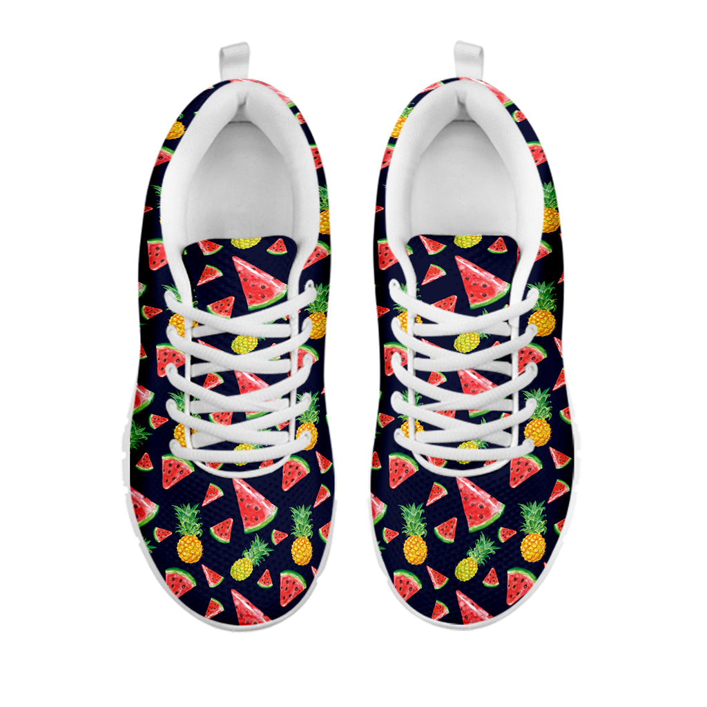 Watercolor Tropical Pattern Print White Sneakers