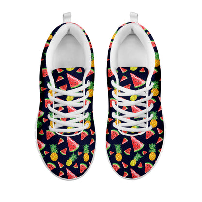 Watercolor Tropical Pattern Print White Sneakers