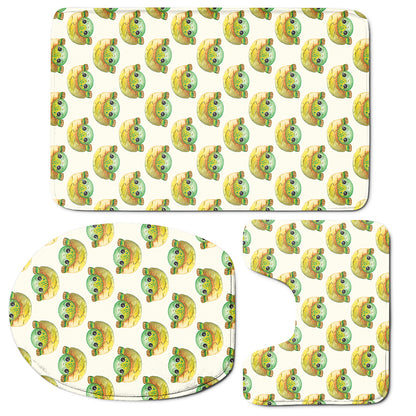 Watercolor Turtle Pattern Print 3 Piece Bath Mat Set