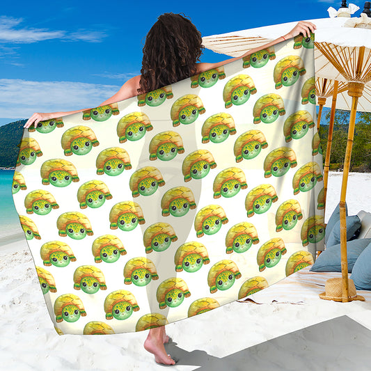Watercolor Turtle Pattern Print Beach Sarong Wrap