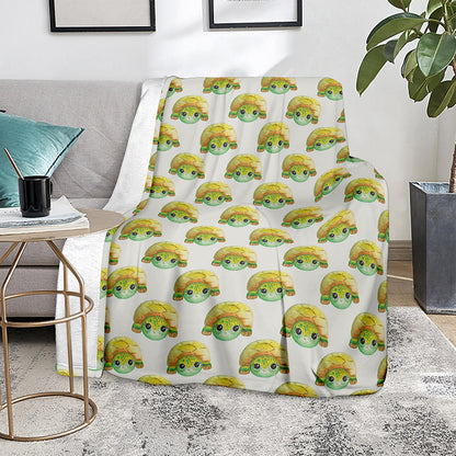 Watercolor Turtle Pattern Print Blanket
