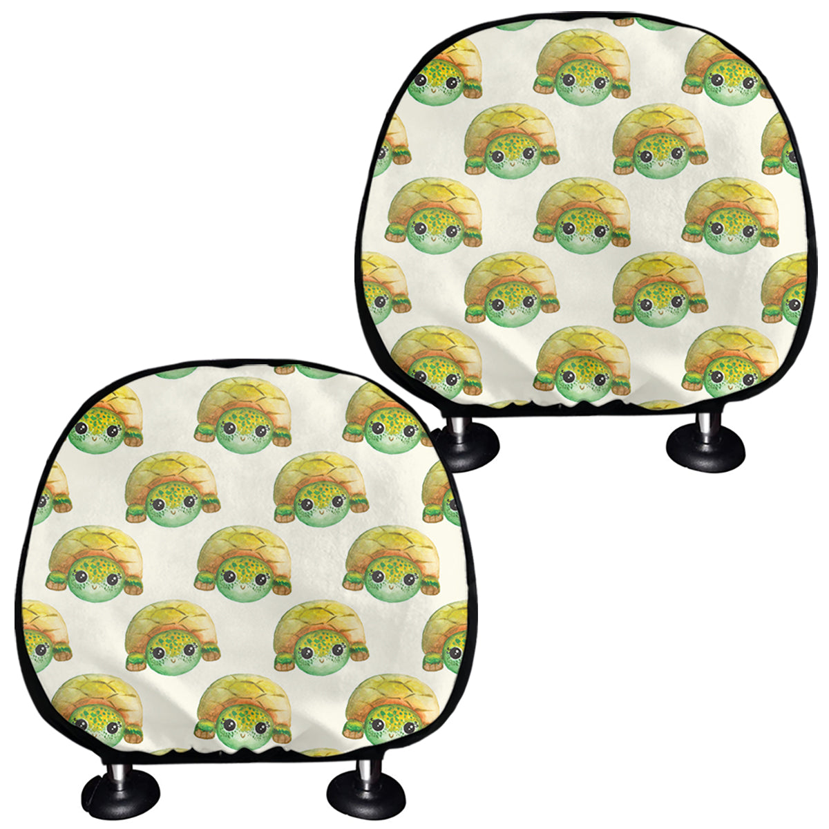 Watercolor Turtle Pattern Print Car Headrest Covers