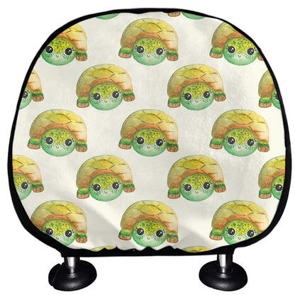 Watercolor Turtle Pattern Print Car Headrest Covers