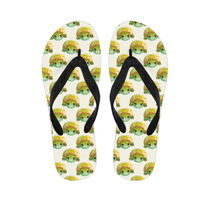 Watercolor Turtle Pattern Print Flip Flops