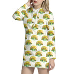 Watercolor Turtle Pattern Print Hoodie Dress