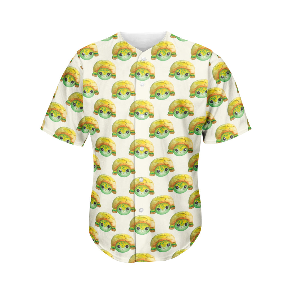 Watercolor Turtle Pattern Print Men's Baseball Jersey