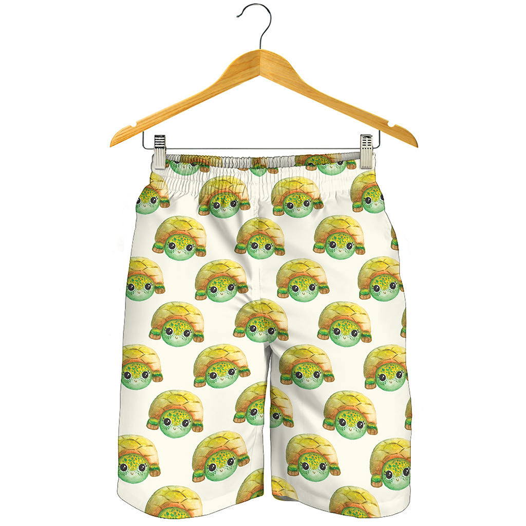 Watercolor Turtle Pattern Print Men's Shorts