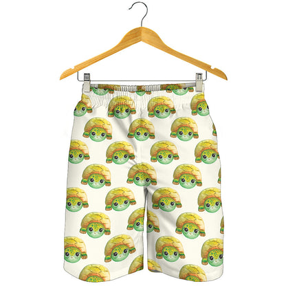 Watercolor Turtle Pattern Print Men's Shorts