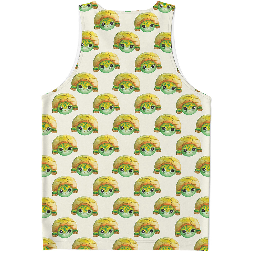 Watercolor Turtle Pattern Print Men's Tank Top