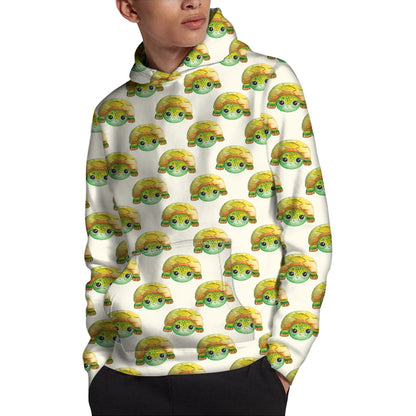 Watercolor Turtle Pattern Print Pullover Hoodie