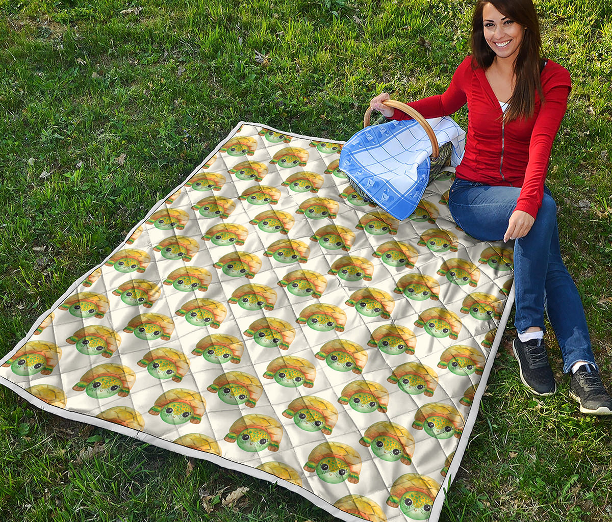 Watercolor Turtle Pattern Print Quilt