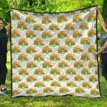 Watercolor Turtle Pattern Print Quilt
