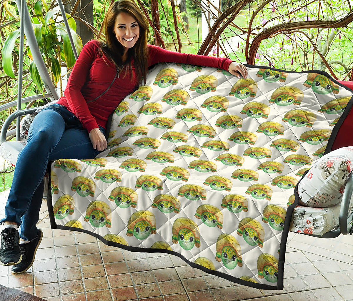 Watercolor Turtle Pattern Print Quilt