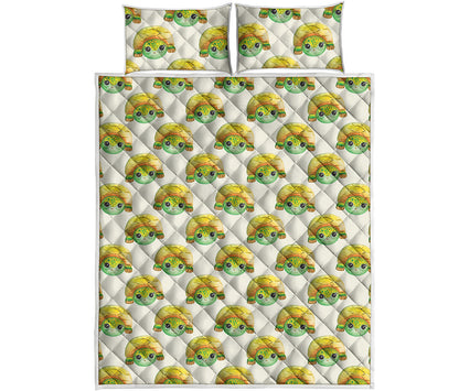 Watercolor Turtle Pattern Print Quilt Bed Set