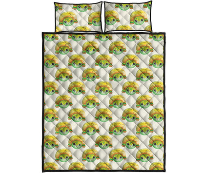 Watercolor Turtle Pattern Print Quilt Bed Set