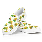 Watercolor Turtle Pattern Print White Slip On Shoes
