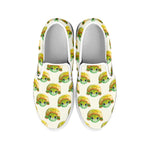 Watercolor Turtle Pattern Print White Slip On Shoes