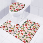 Watercolor Vegan Pattern Print 3 Piece Bath Mat Set