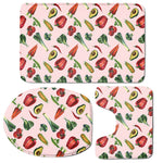 Watercolor Vegan Pattern Print 3 Piece Bath Mat Set