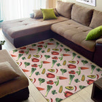 Watercolor Vegan Pattern Print Area Rug