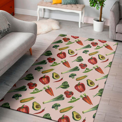 Watercolor Vegan Pattern Print Area Rug