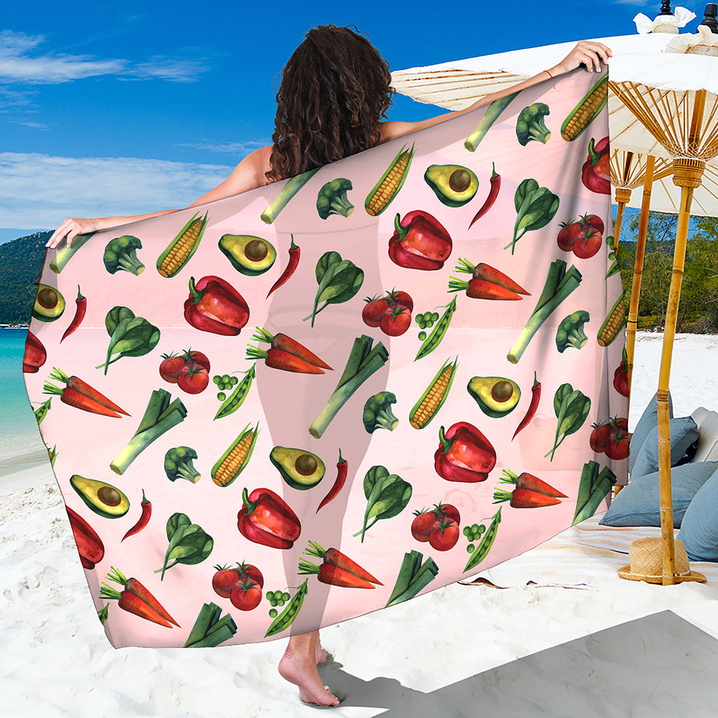 Watercolor Vegan Pattern Print Beach Sarong Wrap