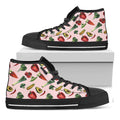 Watercolor Vegan Pattern Print Black High Top Sneakers
