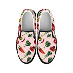 Watercolor Vegan Pattern Print Black Slip On Shoes