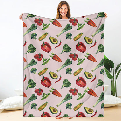 Watercolor Vegan Pattern Print Blanket