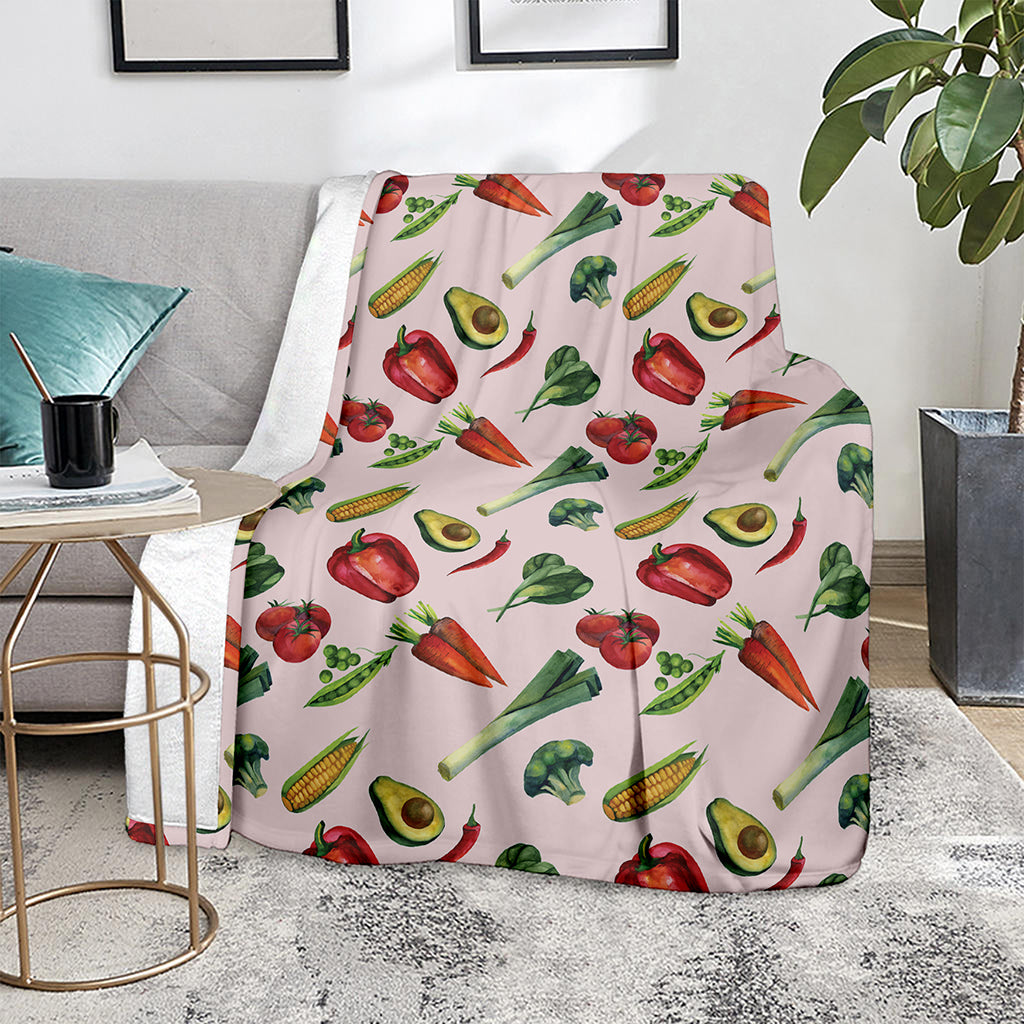 Watercolor Vegan Pattern Print Blanket