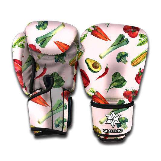 Watercolor Vegan Pattern Print Boxing Gloves