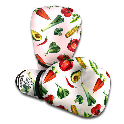 Watercolor Vegan Pattern Print Boxing Gloves