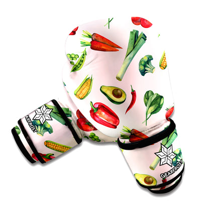 Watercolor Vegan Pattern Print Boxing Gloves